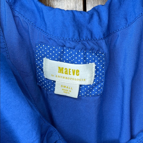 Anthropology Maeve Small Vibrant Blue Cross-Back Dress - Picture 2 of 2